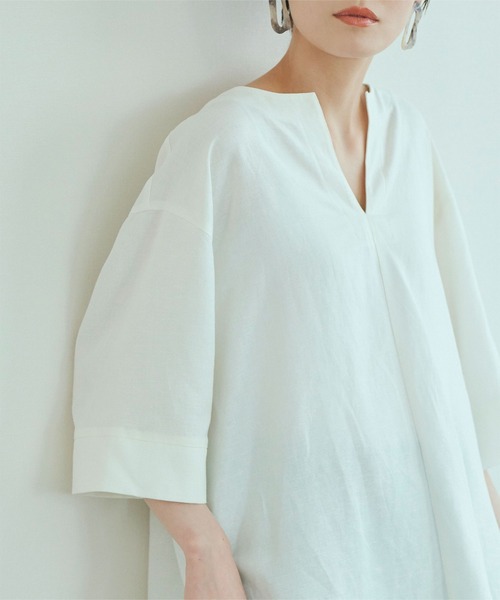 titivate（ティティベイト）の「ボックスシルエットキーネックブラウス（シャツ/ブラウス・レディース・ピンク/ライトグリーン/ブラック/オフホワイト・M/S）」の2枚目の写真