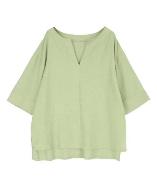 titivate（ティティベイト）の「ボックスシルエットキーネックブラウス（シャツ/ブラウス・レディース・ピンク/ライトグリーン/ブラック/オフホワイト・M/S）」の8枚目の写真