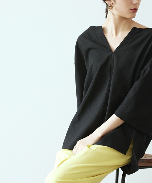 titivate（ティティベイト）の「ボックスシルエットキーネックブラウス（シャツ/ブラウス・レディース・ピンク/ライトグリーン/ブラック/オフホワイト・M/S）」の12枚目の写真