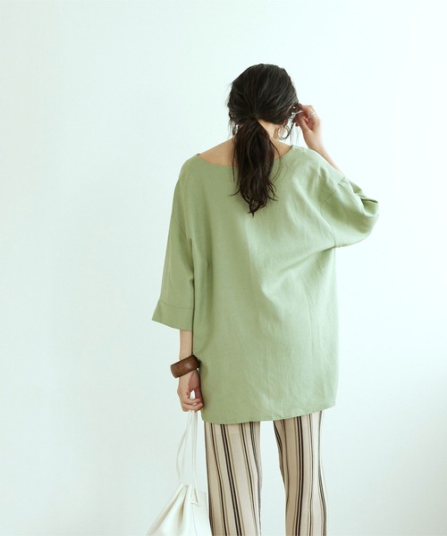 titivate（ティティベイト）の「ボックスシルエットキーネックブラウス（シャツ/ブラウス・レディース・ピンク/ライトグリーン/ブラック/オフホワイト・M/S）」の6枚目の写真