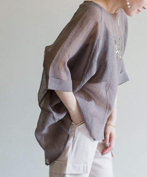 prose verse（プロズヴェール）の「シワ加工シアールーズプルオーバー（Tシャツ/カットソー・レディース・モカ/カーキ/ベージュ・ﾌﾘ-）」の3枚目の写真