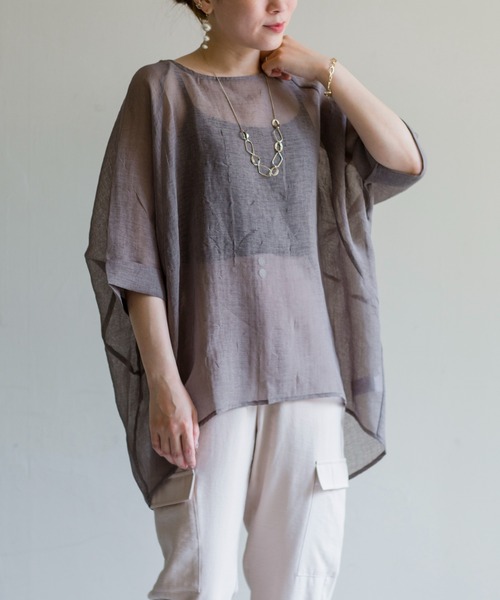 prose verse（プロズヴェール）の「シワ加工シアールーズプルオーバー（Tシャツ/カットソー・レディース・モカ/カーキ/ベージュ・ﾌﾘ-）」の9枚目の写真