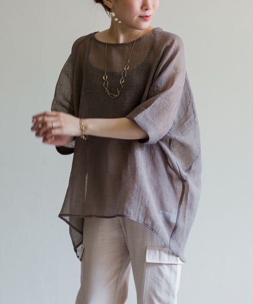 prose verse（プロズヴェール）の「シワ加工シアールーズプルオーバー（Tシャツ/カットソー・レディース・モカ/カーキ/ベージュ・ﾌﾘ-）」の10枚目の写真