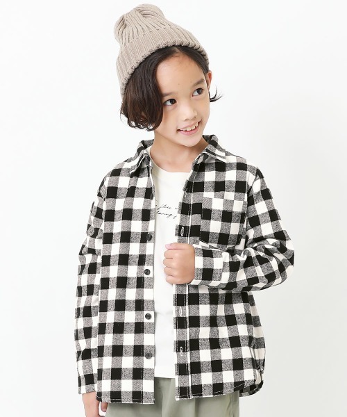 devirock（デビロック）の「ネルシャツ（シャツ/ブラウス・キッズ・ブラック/ダークブラウン/ネイビー/ブラウン/ブラック系その他/ブラウン系その他/ブラウン系その他2/グリーン/レッド・100cm/120cm/130cm/140cm/150cm/160cm/110cm/90cm/80ｃｍ）」の3枚目の写真