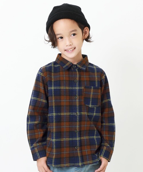 devirock（デビロック）の「ネルシャツ（シャツ/ブラウス・キッズ・ブラック/ダークブラウン/ネイビー/ブラウン/ブラック系その他/ブラウン系その他/ブラウン系その他2/グリーン/レッド・100cm/120cm/130cm/140cm/150cm/160cm/110cm/90cm/80ｃｍ）」の4枚目の写真