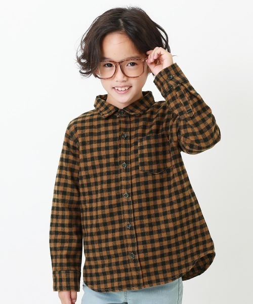 devirock（デビロック）の「ネルシャツ（シャツ/ブラウス・キッズ・ブラック/ダークブラウン/ネイビー/ブラウン/ブラック系その他/ブラウン系その他/ブラウン系その他2/グリーン/レッド・100cm/120cm/130cm/140cm/150cm/160cm/110cm/90cm/80ｃｍ）」の6枚目の写真