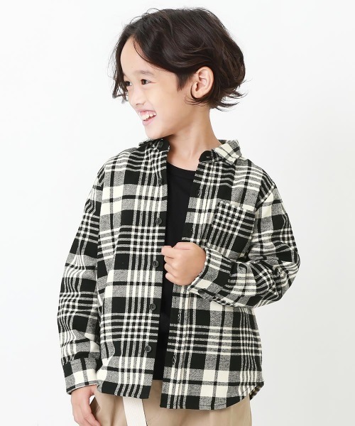 devirock（デビロック）の「ネルシャツ（シャツ/ブラウス・キッズ・ブラック/ダークブラウン/ネイビー/ブラウン/ブラック系その他/ブラウン系その他/ブラウン系その他2/グリーン/レッド・100cm/120cm/130cm/140cm/150cm/160cm/110cm/90cm/80ｃｍ）」の2枚目の写真