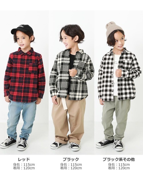 devirock（デビロック）の「ネルシャツ（シャツ/ブラウス・キッズ・ブラック/ダークブラウン/ネイビー/ブラウン/ブラック系その他/ブラウン系その他/ブラウン系その他2/グリーン/レッド・100cm/120cm/130cm/140cm/150cm/160cm/110cm/90cm/80ｃｍ）」の10枚目の写真