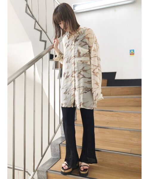 MURUA（ムルーア）の「クロシェセミフレアニットパンツ（スウェットパンツ・レディース・ホワイト/ブラック/ブルー・FREE）」の6枚目の写真