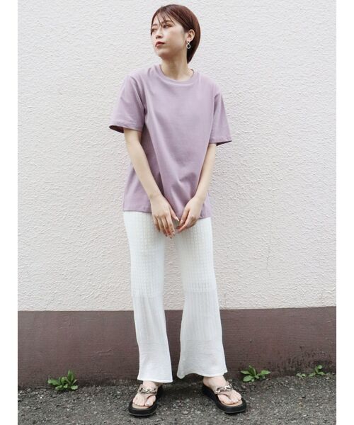 MURUA（ムルーア）の「クロシェセミフレアニットパンツ（スウェットパンツ・レディース・ホワイト/ブラック/ブルー・FREE）」の9枚目の写真