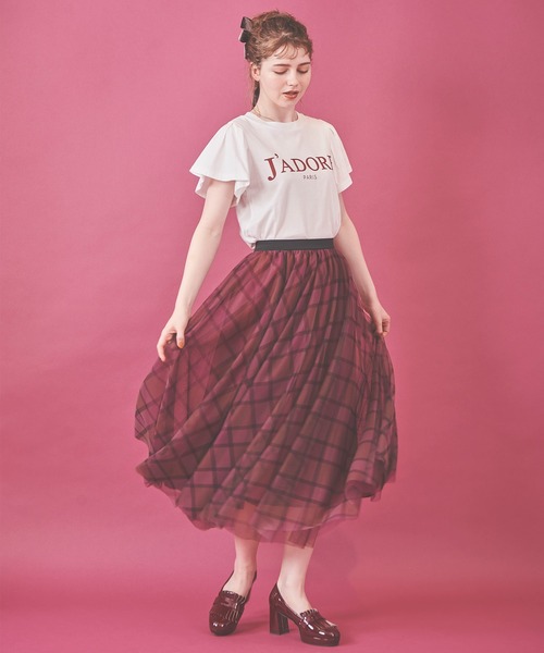 31 Sons de mode（トランテアン　ソン　ドゥ　モード）の「チェックチュールスカート（スカート・レディース・ピンク/ネイビー・36）」の16枚目の写真