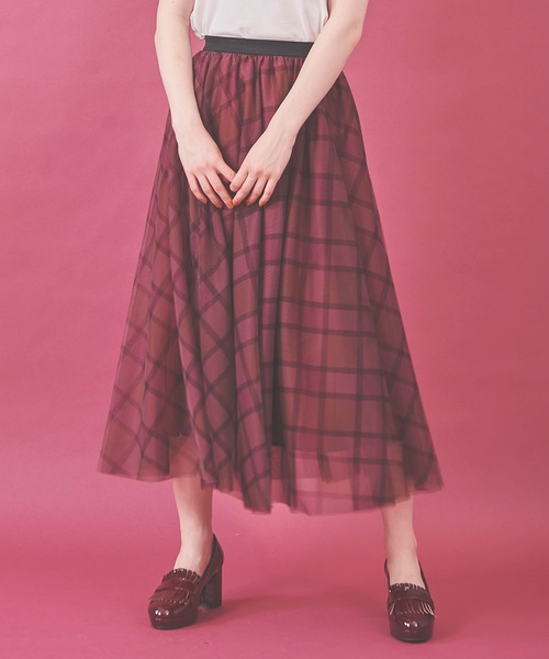 31 Sons de mode（トランテアン　ソン　ドゥ　モード）の「チェックチュールスカート（スカート・レディース・ピンク/ネイビー・36）」の19枚目の写真