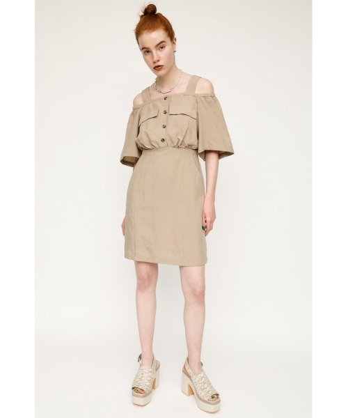 SLY（スライ）の「OPEN SHOULDER OP オープンショルダー ワンピース（ワンピース・レディース・ブラック/カーキ/ライトベージュ・1/2）」の10枚目の写真