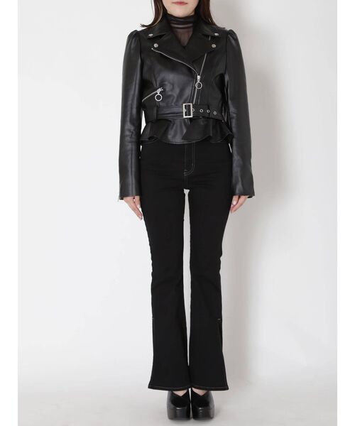 EATME（イートミー）の「ペプラムライダースジャケット（ライダースジャケット・レディース・ブラック/ピンク/ライトブラウン・SMALL/MEDIUM）」の4枚目の写真