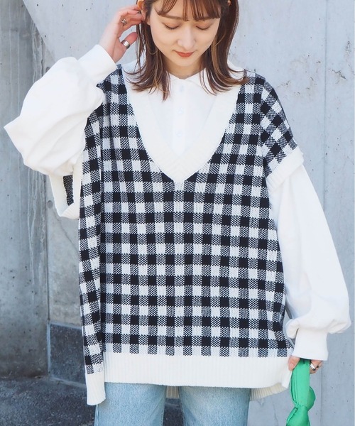 tiptop(ティップトップ)の「アソートVネックBIGベスト(ベスト・レディース・アイボリー/ダークブルー/A/B/グレイッシュベージュ/D/C/ブルー/キナリ/グリーン/ピンク/ブラウン・FREE)」の11枚目の写真