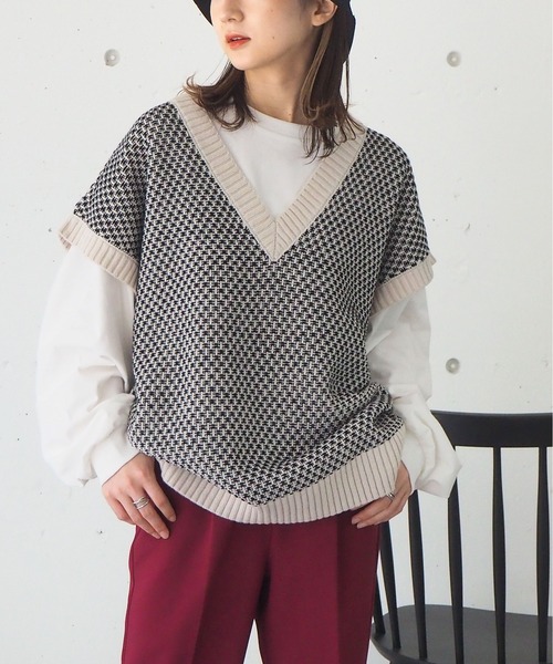 tiptop(ティップトップ)の「アソートVネックBIGベスト(ベスト・レディース・アイボリー/ダークブルー/A/B/グレイッシュベージュ/D/C/ブルー/キナリ/グリーン/ピンク/ブラウン・FREE)」の22枚目の写真