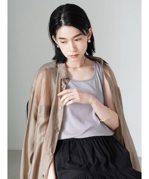 AMERICAN HOLIC（アメリカンホリック）の「配色ステッチタンクトップ（タンクトップ・レディース・チャコールグレー/ブラック/ラベンダー・M/L）」の14枚目の写真