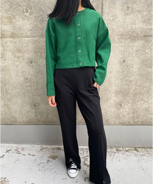 MLI'A（エムリア）の「スナップボタンカーディガン（カーディガン/ボレロ・レディース・ブラック/グレー/アイボリー/グリーン/ダークグリーン/バーガンディー/イエロー・M）」の11枚目の写真