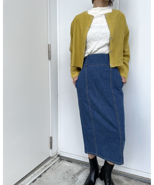 MLI'A（エムリア）の「スナップボタンカーディガン（カーディガン/ボレロ・レディース・ブラック/グレー/アイボリー/グリーン/ダークグリーン/バーガンディー/イエロー・M）」の21枚目の写真