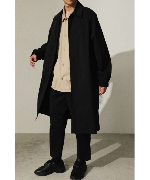 STYLEMIXER（スタイルミキサー）の「マットナイロンロングコート（ステンカラーコート・メンズ・ベージュ/ブラック・X-LARGE/LARGE）」の8枚目の写真