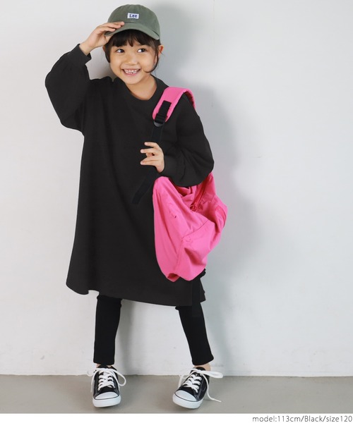coca（coca）（コカ）の「＼＼新色登場／／キッズ エンボス袖バルーンワンピース（Tシャツ/カットソー・キッズ・ブラック/カーキ/ダークベージュ/マスタード/ワインレッド/ネイビー・100/110/120/130）」の19枚目の写真