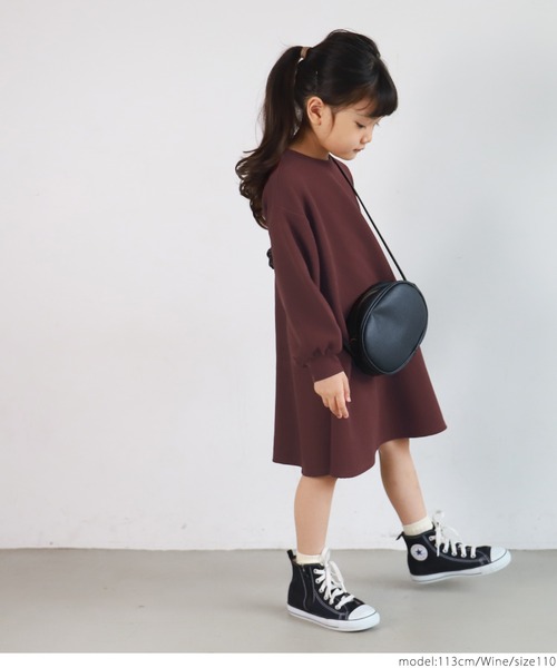 coca（coca）（コカ）の「＼＼新色登場／／キッズ エンボス袖バルーンワンピース（Tシャツ/カットソー・キッズ・ブラック/カーキ/ダークベージュ/マスタード/ワインレッド/ネイビー・100/110/120/130）」の16枚目の写真