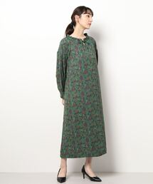 Lugnoncure | レトロ花柄フリルスキッパーワンピース(ワンピース)