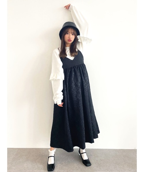 Honey Salon（ハニーサロン）の「ジャガードキャミワンピース（ワンピース・レディース・ブラック・FREE）」の6枚目の写真