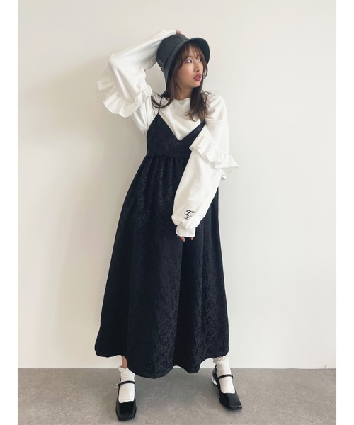Honey Salon（ハニーサロン）の「ジャガードキャミワンピース（ワンピース・レディース・ブラック・FREE）」の2枚目の写真