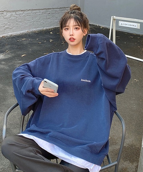 ボリュームスリーブ ストリートデザイン クルーネック オーバーサイズ