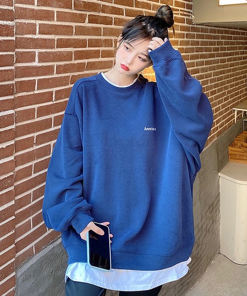 ボリュームスリーブ ストリートデザイン クルーネック オーバーサイズ