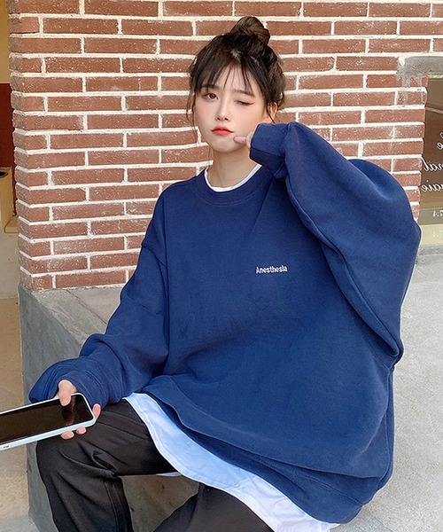 ボリュームスリーブ ストリートデザイン クルーネック オーバーサイズ