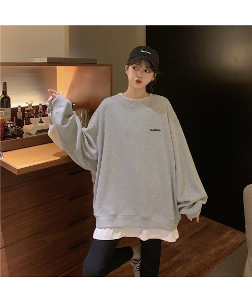 ボリュームスリーブ ストリートデザイン クルーネック オーバー