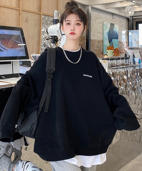 ボリュームスリーブ ストリートデザイン クルーネック オーバーサイズ