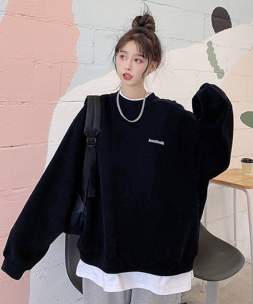 ボリュームスリーブ ストリートデザイン クルーネック オーバーサイズ