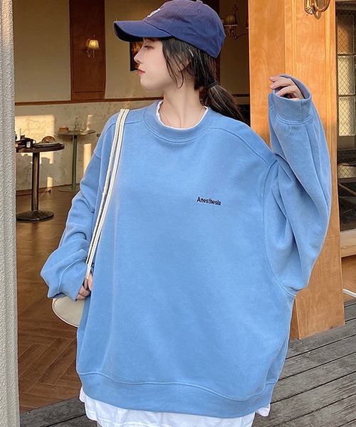 DEVICE（デバイス）の「ボリュームスリーブ ストリートデザイン クルーネック オーバーサイズ 長袖 スウェット トレーナー（スウェット・レディース・ブラック/グレー/ブルー/ネイビー・FREE）」の13枚目の写真