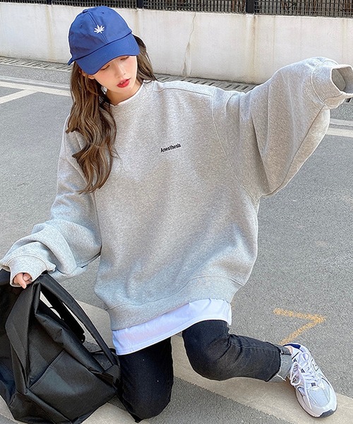 DEVICE（デバイス）の「ボリュームスリーブ ストリートデザイン クルーネック オーバーサイズ 長袖 スウェット トレーナー（スウェット・レディース・ブラック/グレー/ブルー/ネイビー・FREE）」の21枚目の写真