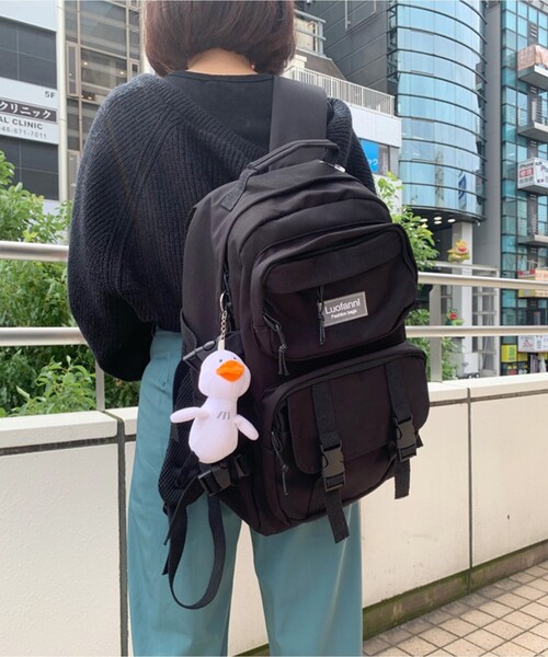 Ober Tashe(オーバータッシェ)の「【多収納/通学に便利】アヒル付きデイパック(バックパック/リュック・レディース・ブラック/アイボリー/ピンク系・FREE)」の10枚目の写真