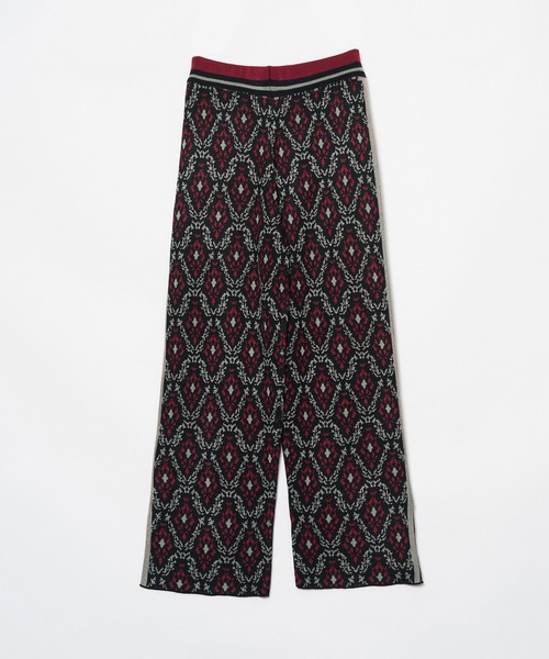 AS KNOW AS PINKY(アズノゥアズピンキー)の「並んでダマスクニットパンツ セットアップ可能(その他パンツ・レディース・ブラック/ベージュ/ダークグリーン・FREE)」の1枚目の写真