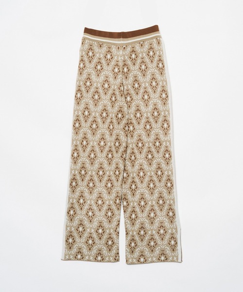 AS KNOW AS PINKY(アズノゥアズピンキー)の「並んでダマスクニットパンツ セットアップ可能(その他パンツ・レディース・ブラック/ベージュ/ダークグリーン・FREE)」の6枚目の写真