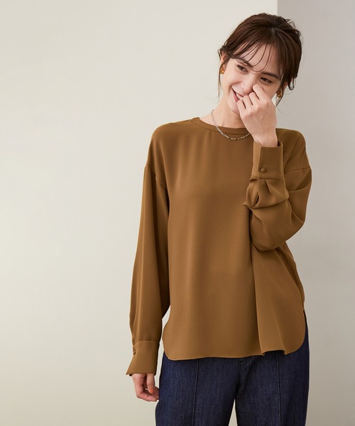 ROPE'（ロペ）の「【セットアップ対応】ダブルクロスTブラウス（シャツ/ブラウス・レディース・ホワイト/スミクロ/ブラウン系その他2・38）」の3枚目の写真