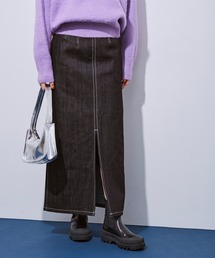 ADAM ET ROPE'（アダムエロペ）の「ステッチデニムIラインスカート（デニムスカート・レディース）」