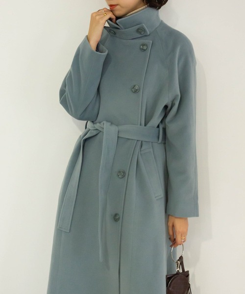 RANDA（ランダ）の「2WAYカラーラグランスリーブロングコート（チェスターコート・レディース・ベージュ/ブルー/ブラウン/ホワイト/ネイビー・0/1）」の5枚目の写真