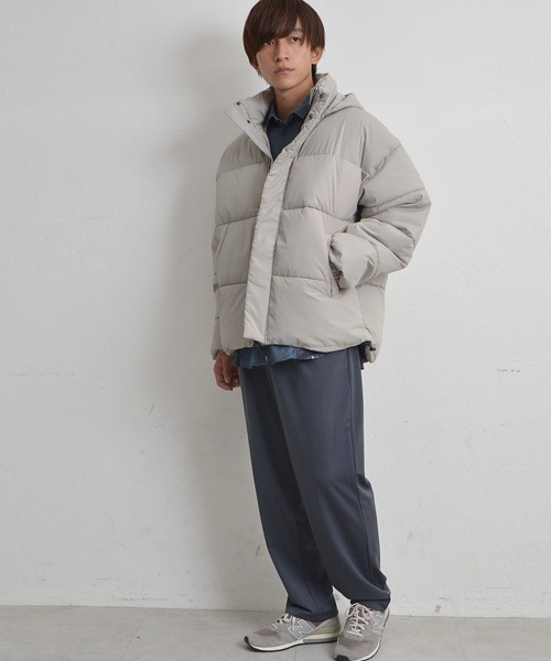 MinoriTY(マイノリティ)の「オーバーサイズ 中綿ブルゾン スタンド ドロップショルダージャケット(ダウンジャケット/コート・メンズ・ホワイト/ブラック/ブルー/グレー・M/L/XL)」の10枚目の写真