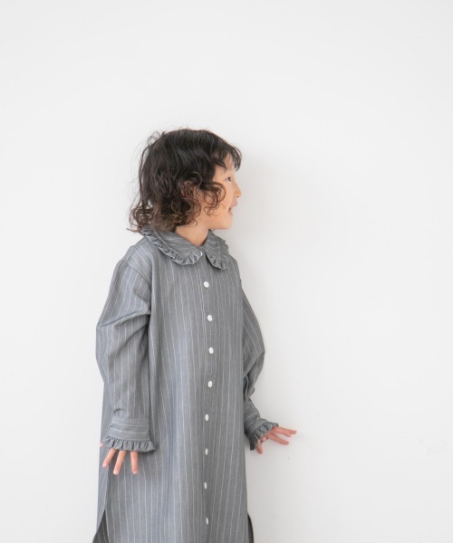 LOWRYS FARM(ローリーズファーム)の「ピンストライプシャツワンピース 258135(ワンピース・キッズ・ネイビー/グレー・110cm/120cm/130cm/140cm/150cm)」の6枚目の写真