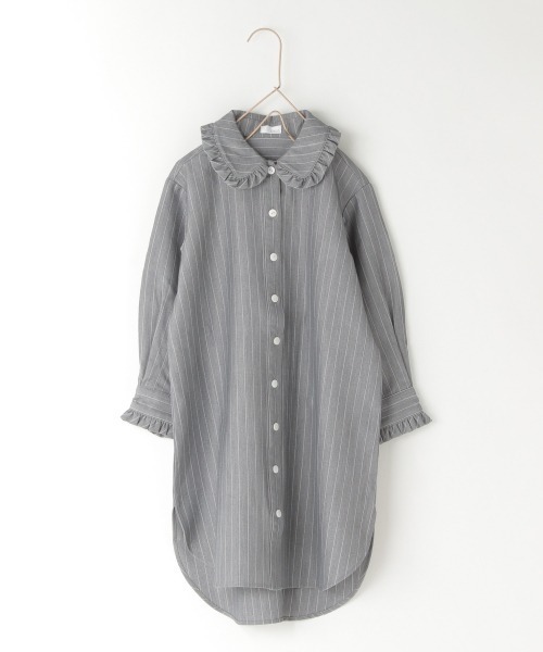 LOWRYS FARM(ローリーズファーム)の「ピンストライプシャツワンピース 258135(ワンピース・キッズ・ネイビー/グレー・110cm/120cm/130cm/140cm/150cm)」の8枚目の写真