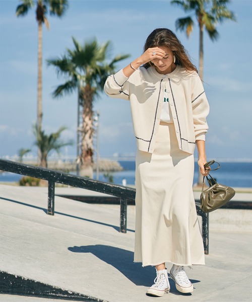 titivate(ティティベイト)の「デザインステッチゆるニットカーディガン(カーディガン/ボレロ・レディース・ネイビー/ピンク/アイボリー・S/M)」の6枚目の写真