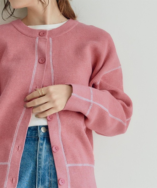 titivate(ティティベイト)の「デザインステッチゆるニットカーディガン(カーディガン/ボレロ・レディース・ネイビー/ピンク/アイボリー・S/M)」の13枚目の写真