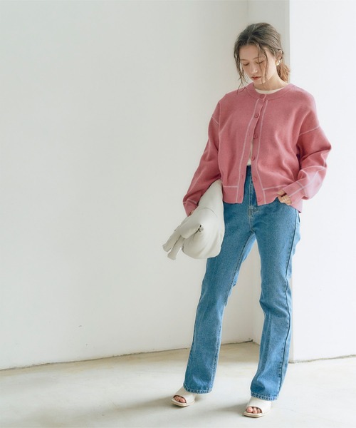 titivate(ティティベイト)の「デザインステッチゆるニットカーディガン(カーディガン/ボレロ・レディース・ネイビー/ピンク/アイボリー・S/M)」の20枚目の写真