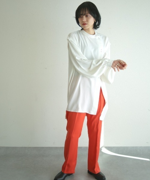 spoon store(スプーンストア)の「レイヤードダブルボタンシャツ(シャツ/ブラウス・レディース・オフホワイト/グリーン・フリー)」の9枚目の写真